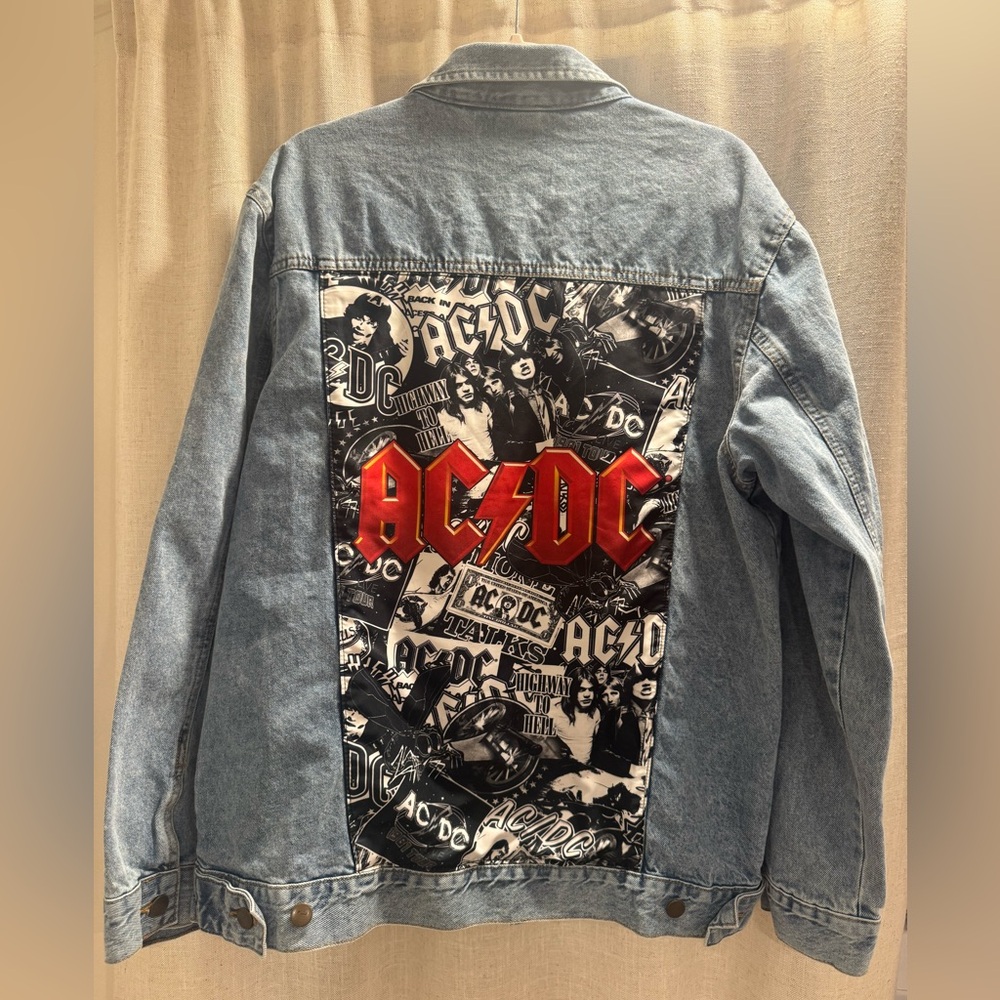 AC/DC Graphic Denim Jacket - Blue and Red